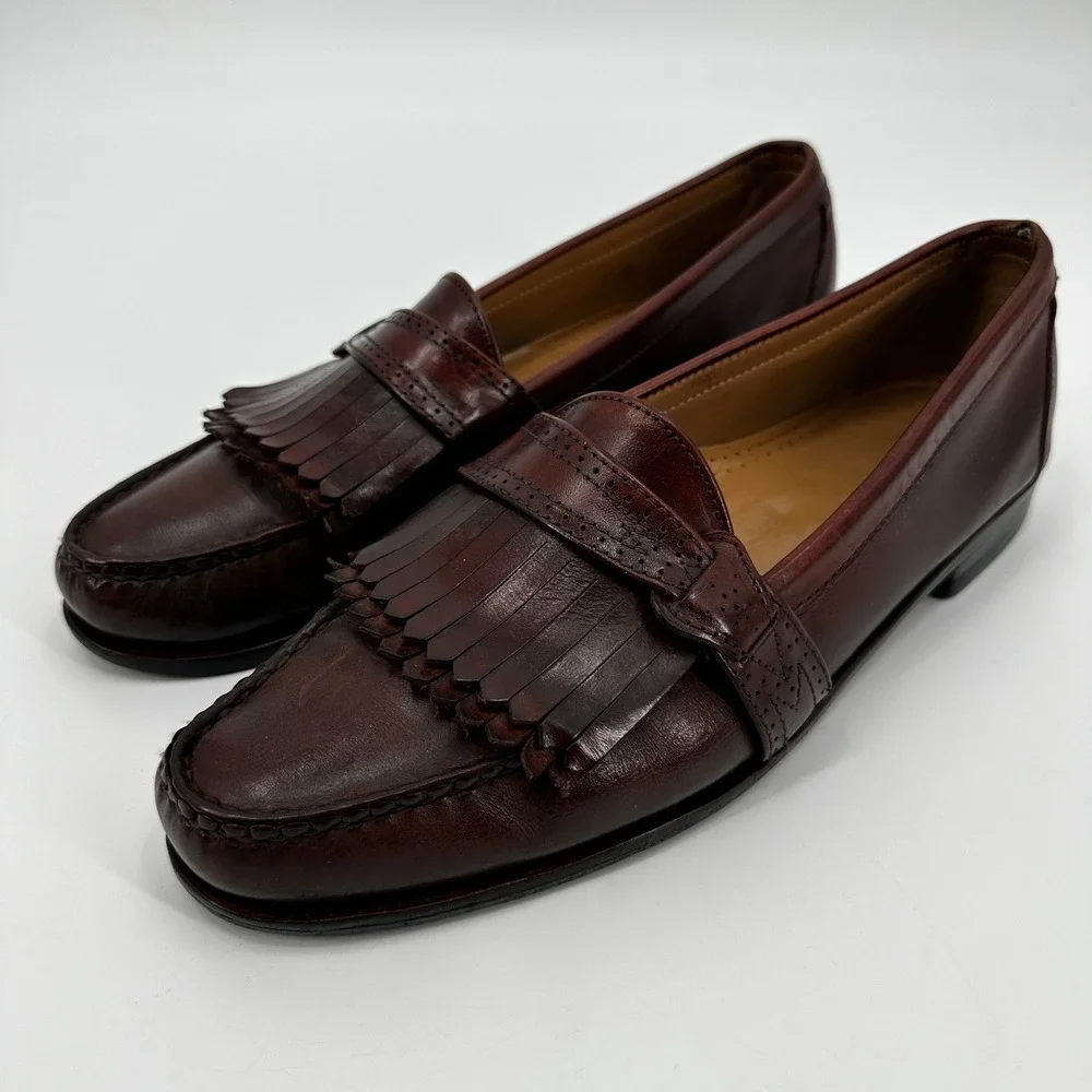 Allen Edmonds Classic Leather Tassel Loafers Dark Brown Mens Dress Shoes Slip On